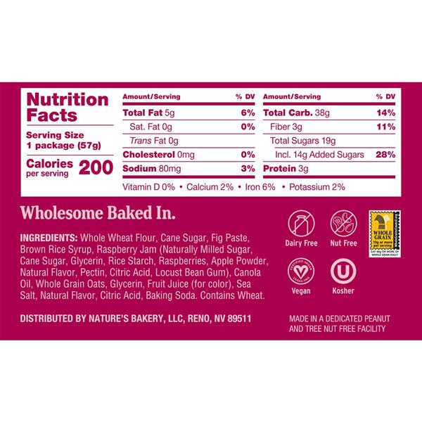 Nature's Bakery Raspberry Whole Wheat Fig Bar - 12 Ounce