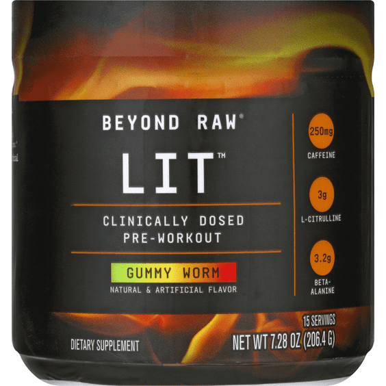 Beyond Raw LIT Pre-Workout, Gummy Worm - 7.28 Ounce