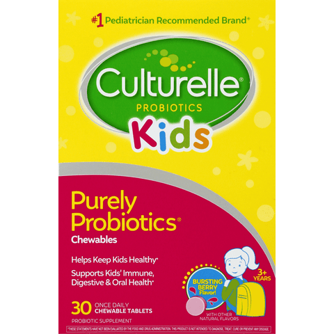 Culturelle Kids! Probiotic Chewable Tablets Natural Bursting Berry Flavor - 30 Count