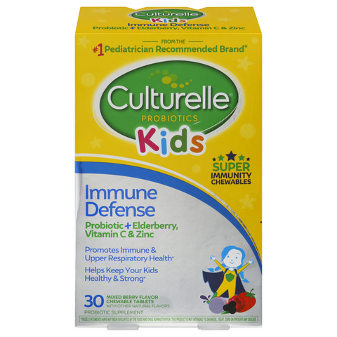 Culturelle Kids Immune Defense Probiotics, Mixed Berry Flavor Chewable Tablets - 30 Count