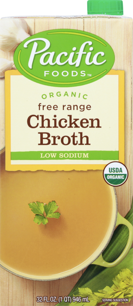 Pacific Organic Free Range Chicken Low Sodium Broth - 32 Ounce