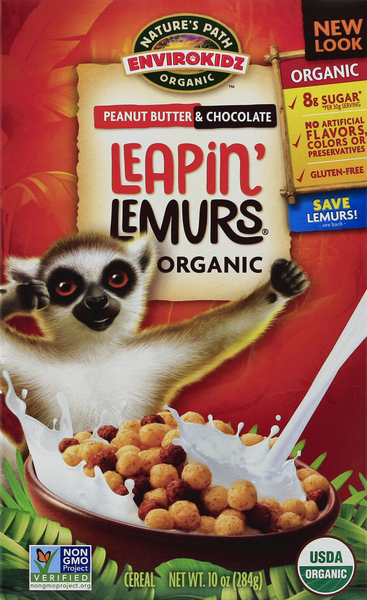 Envirokidz Organic Gluten Free Leapin' Lemurs Cereal Peanut Butter & Chocolate Cereal - 10 Ounce