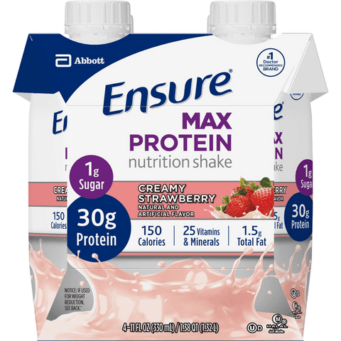 Ensure Max Protein Nutrition Shake, Creamy Strawberry 4Pk - 11 Ounce
