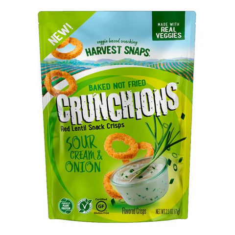 Harvest Snaps Crunchions Sour Cream & Onion Red Lentil Snack Crisps –  WholeLotta Good