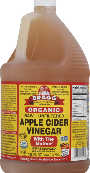 Bragg Apple Cider Vinegar, Organic, Unpasteurized - 128 Ounce