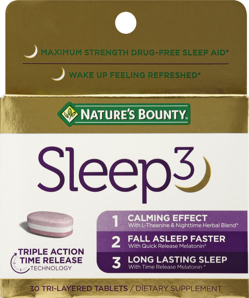 Nature's Bounty Sleep3, Tri-Layered Tablets - 30 Count