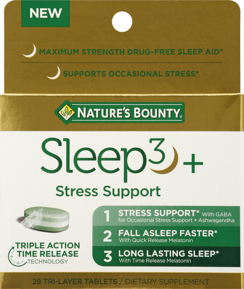 Nature's Bounty Sleep3 + Stress Support, Tri-Layer Tablets - 28 Count