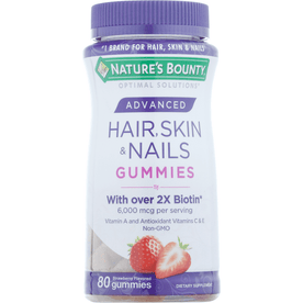 Nature's Bounty Hair, Skin & Nails Gummies, Advanced, Strawberry Flavored - 80 Count