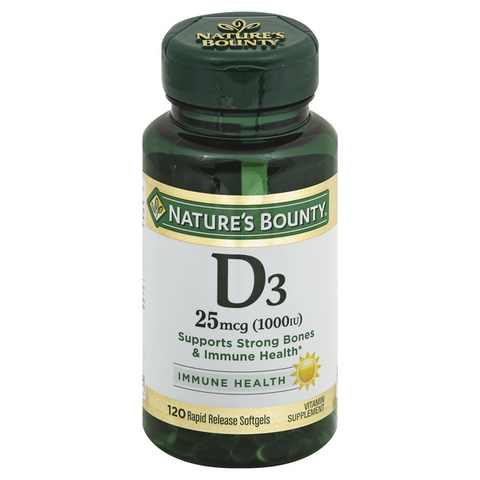 Nature's Bounty High Potency D3-1000IU Softgels - 120 Each