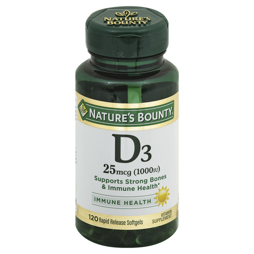 Nature's Bounty High Potency D3-1000IU Softgels - 120 Each
