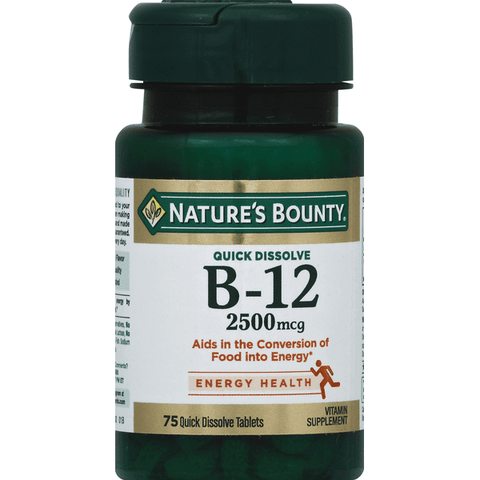 Nature's Bounty B-12 2500mcg Tablets Quick Dissolve Natural Cherry Flavor - 75 Count