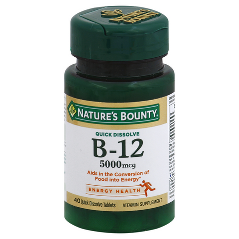 Nature's Bounty B-12 5000mcg Tablets Quick Dissolve Natural Cherry Flavor - 40 Each