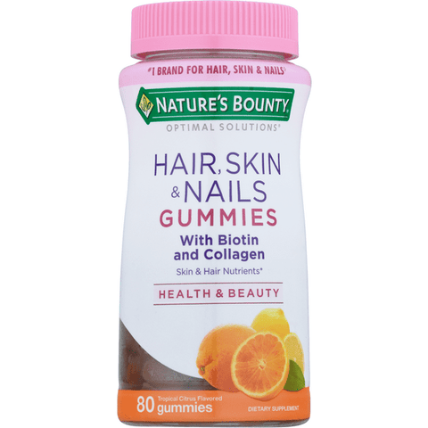 Nature's Bounty Hair, Skin & Nails Gummies, Tropical Citrus Flavored - 80 Count