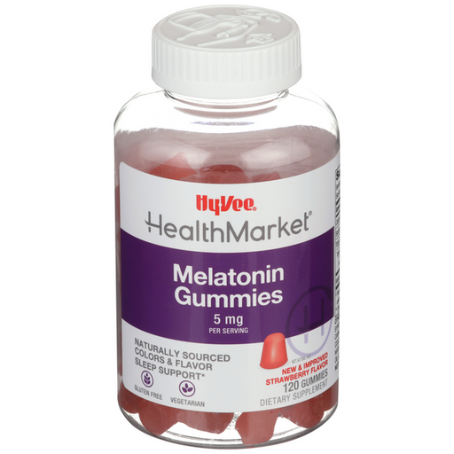 Hy-Vee HealthMarket Melatonin Gummy 5mg Strawberry Flavored - 120 Count
