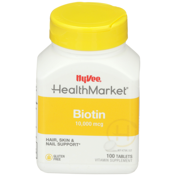 Hy-Vee HealthMarket Biotin 10000 Mcg Tablets - 100 Count