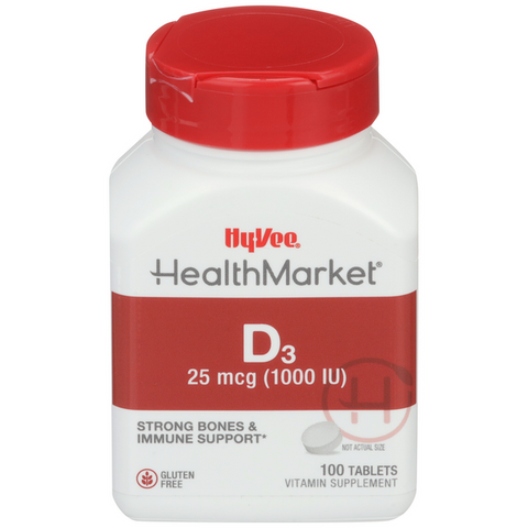 Hy-Vee HealthMarket Vitamin D3-1000 IU Tablets - 100 Count