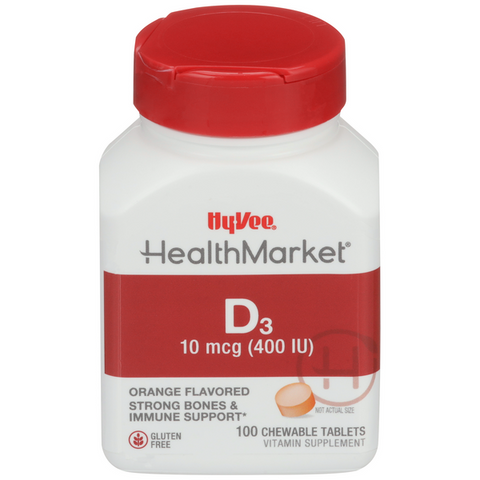 Hy-Vee HealthMarket Vitamin D3-400 Chewable Dietary Supplement Tablets - 100 Count