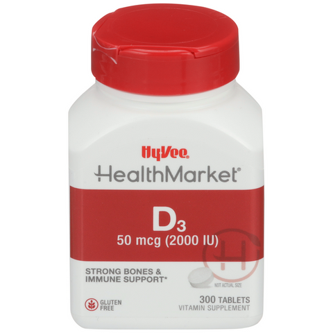 Hy-Vee HealthMarket Vitamin D3-2000 IU Tablets - 300 Count