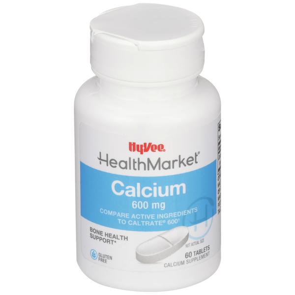 Hy-Vee HealthMarket Calcium 600 Calcium Supplement Tablets - 60 Count