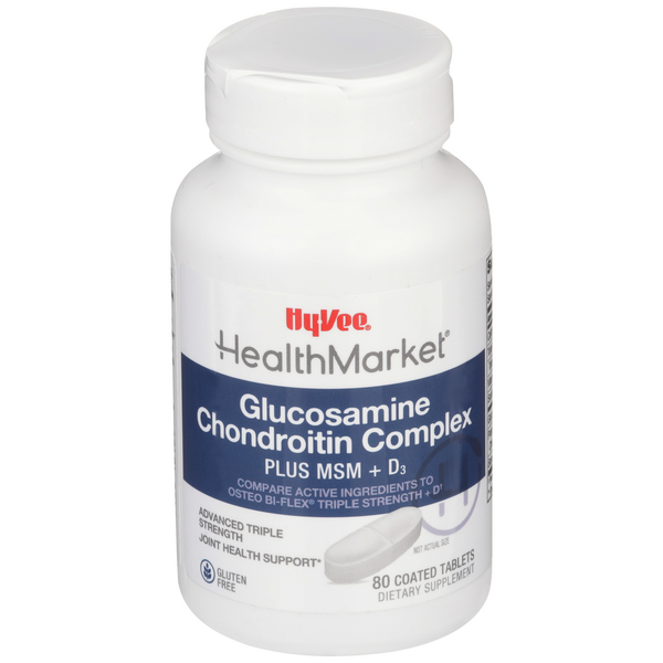 Hy-Vee Healthmarket Triple Strength + D3 Glucosamine Chondroitin Complex Tablets - 80 Count
