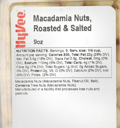 Hy-Vee Macadamia Nuts Roasted & Salted - 9 Ounce