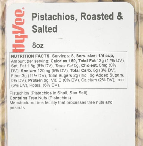 Hy-Vee Pistachios, Roasted & Salted - 8 Ounce