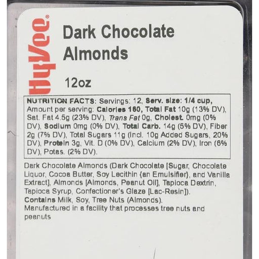 Hy-Vee Dark Chocolate Almonds - 12 Ounce
