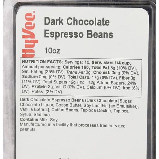 Hy-Vee Dark Chocolate Espresso Beans - 10 Ounce