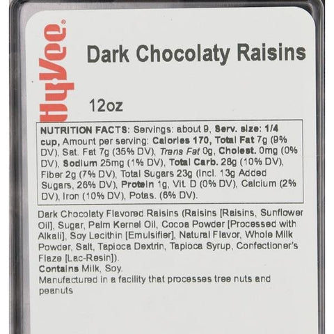 Hy-Vee Dark Chocolaty Raisins - 12 Ounce