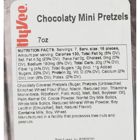 Hy-Vee Chocolaty Mini Pretzels - 7 Ounce