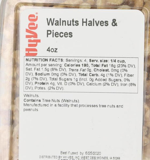 Hy-Vee Walnuts Halves & Pieces - 4 Ounce