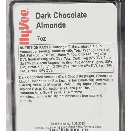Hy-Vee Dark Chocolate Almonds - 7 Ounce