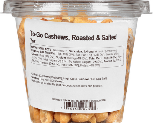 Hy-Vee Roasted & Salted Cashews - 7 Ounce