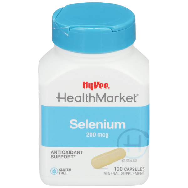 Hy-Vee HealthMarket Selenium 200mcg Dietary Supplement Capsules - 100 Count