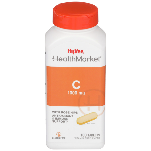 Hy-Vee HealthMarket C-1000 with Rose Hips Dietary Supplement Caplets - 100 Count