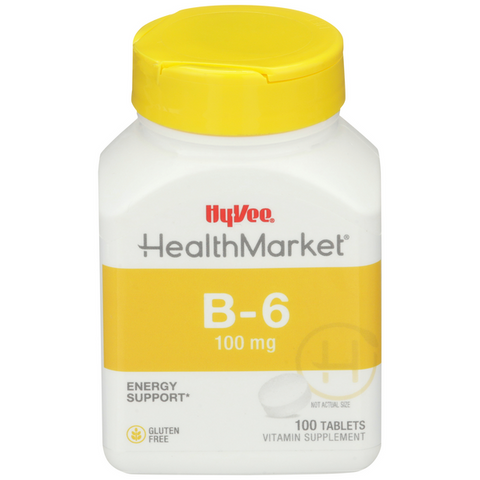 Hy-Vee HealthMarket Vitamin B6 100mg Tablets - 100 Count