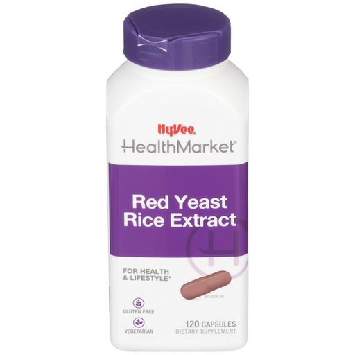 Hy-Vee HealthMarket All Natural Red Yeast Rice Herbal Extract  Vegetarian Capsules - 120 Count