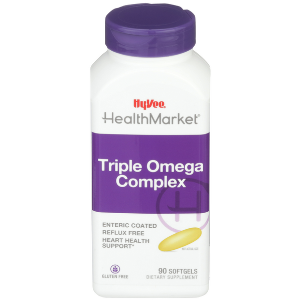 Hy-Vee HealthMarket All Natural Triple Omega Complex 3-6-9 Enteric Coated Softgels - 90 Count