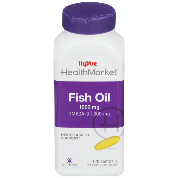 Hy-Vee HealthMarket Fish Oil  1000mg - Omega-3 Softgels - 120 Count