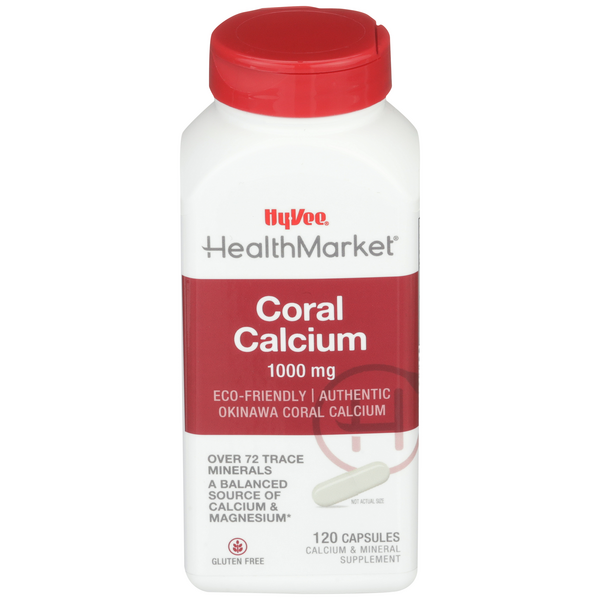 Hy-Vee HealthMarket All Natural Authentic Okinawa Coral Calcium 1000mg Capsules - 120 Count
