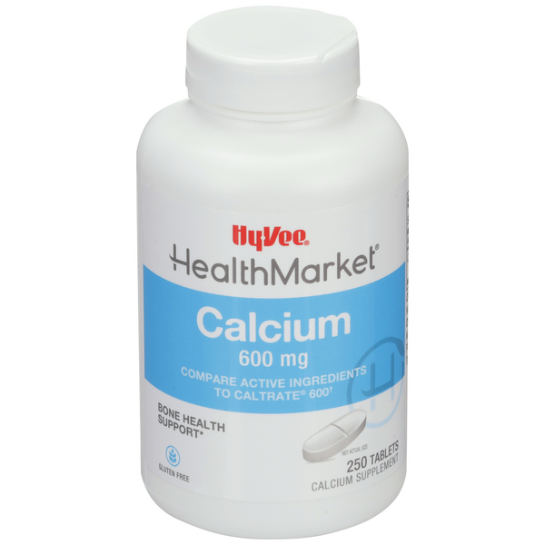 Hy-Vee HealthMarket Calcium 600 Supplement Tablets - 250 Count