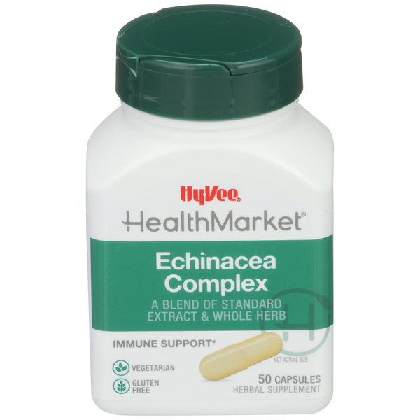 Hy-Vee HealthMarket All Natural Echinacea Extract Dietary Supplement Vegetarian Capsules - 50 Count