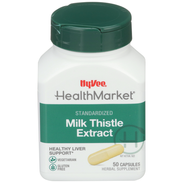 Hy-Vee HealthMarket Milk Thistle Extract Dietary Supplement Vegetarian Capsules - 50 Count