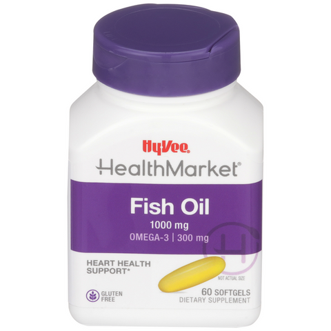 Hy-Vee HealthMarket All Natural Fish Oil 1000mg Omega-3  Softgels - 60 Count