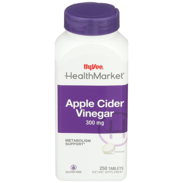 Hy-Vee HealthMarket All Natural Apple Cider Vinegar 300mg Tablets - 250 Count