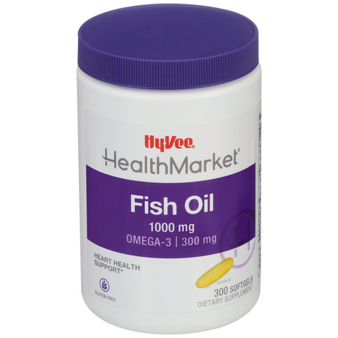 Hy-Vee HealthMarket Fish Oil Dietary Supplement 1000mg Softgels - 300 Count