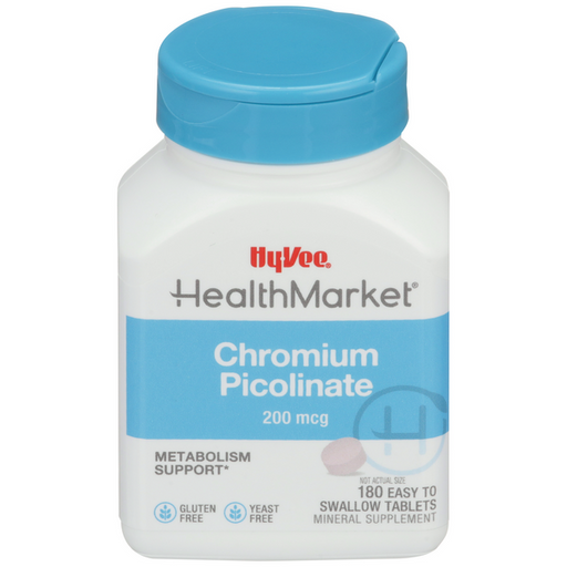Hy-Vee HealthMarket Chromium Picolinate 200mcg Tablets - 180 Count