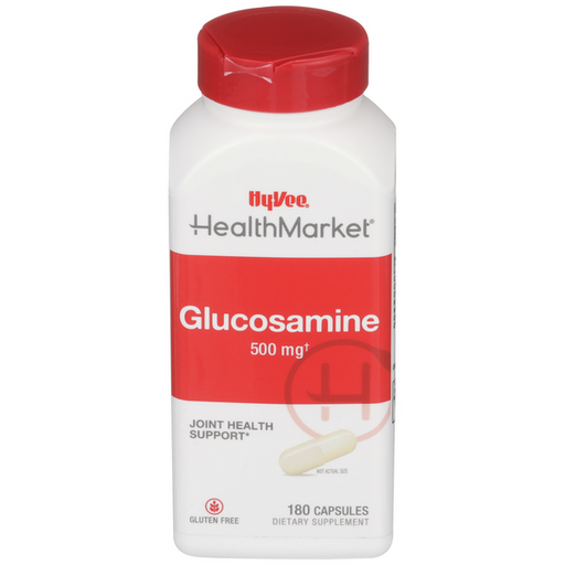 Hy-Vee HealthMarket All Natural Glucosamine Relief Dietary Supplement 500mg Capsules - 180 Count