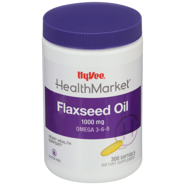 Hy-Vee HealthMarket Flaxseed Oil 1000 mg Softgels - 300 Count