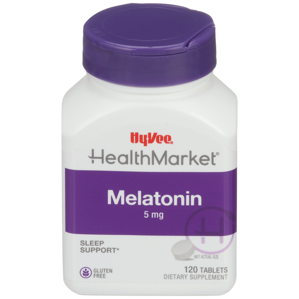 Hy-Vee HealthMarket Melatonin 5mg Maximum Strength Tablets - 120 Count